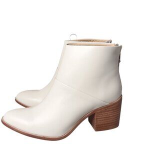 Nisolo NEW Womens Dari Cream Bone Leather Heeled‎ Boot Zip Up Heel Size 8.5